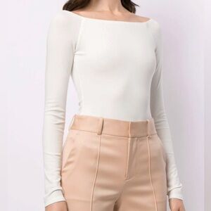 Alice + Olivia Off-the-Shoulder Back Zipper Bodysuit in White Size XS